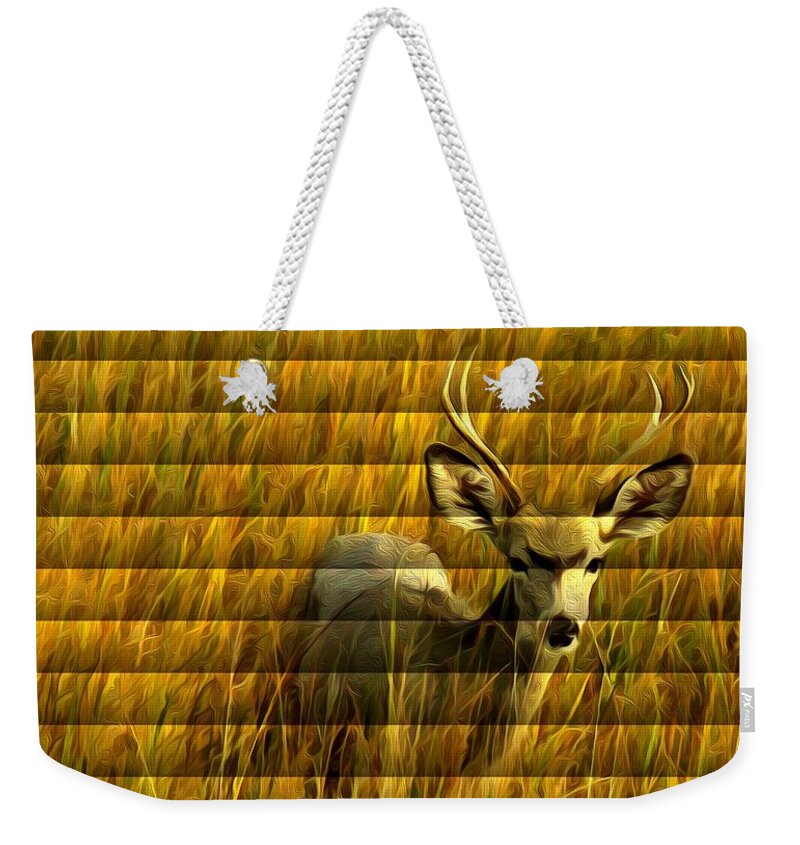 Bill Kesler Photography Weekender Tote Bag featuring the photograph The Buck Poses Here #2 by Bill Kesler