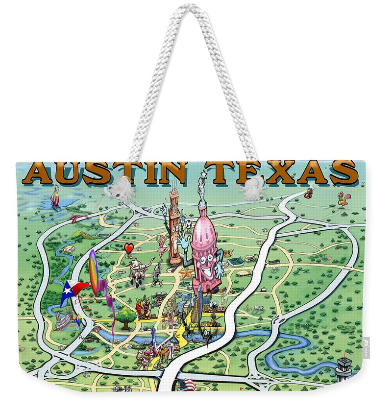 Austin Weekender Tote Bag featuring the painting Austin Texas by Kevin Middleton