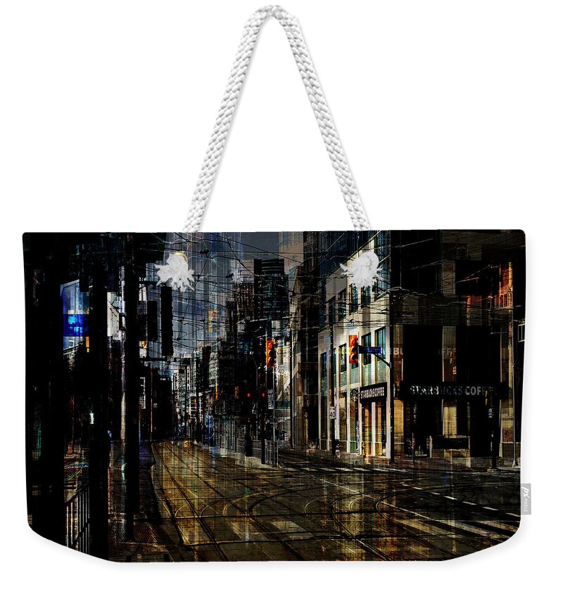 Toronto Weekender Tote Bag featuring the digital art As the Sun Goes Down by Nicky Jameson