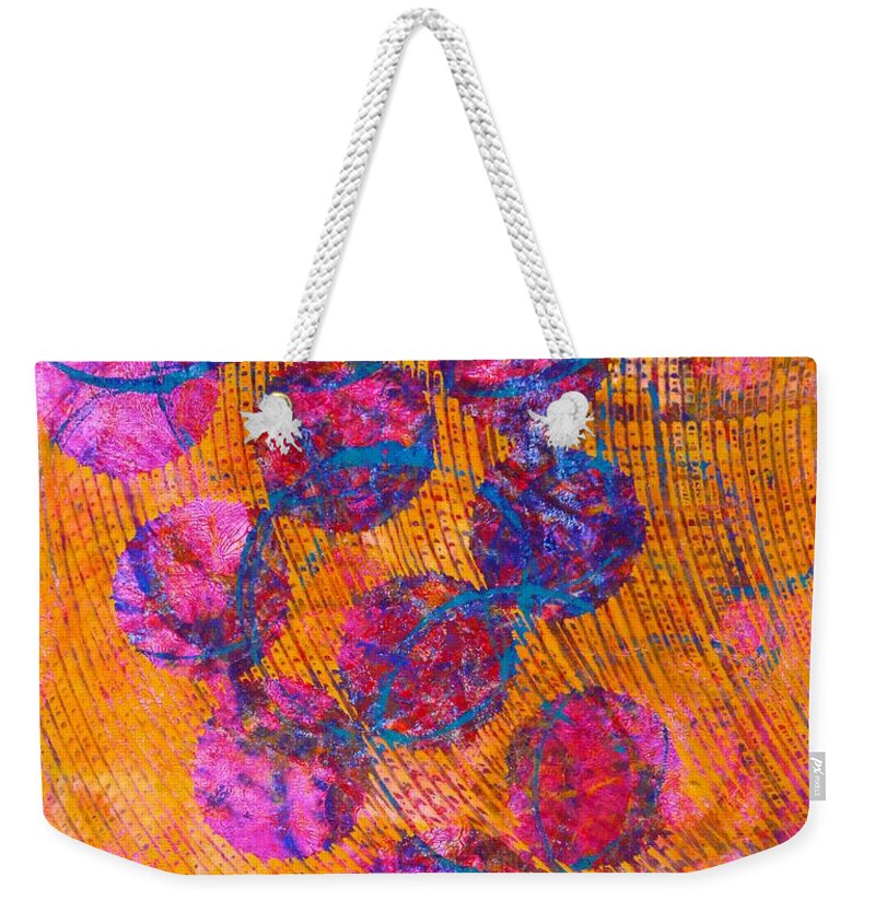  Weekender Tote Bag featuring the painting Ascending Circles by Polly Castor