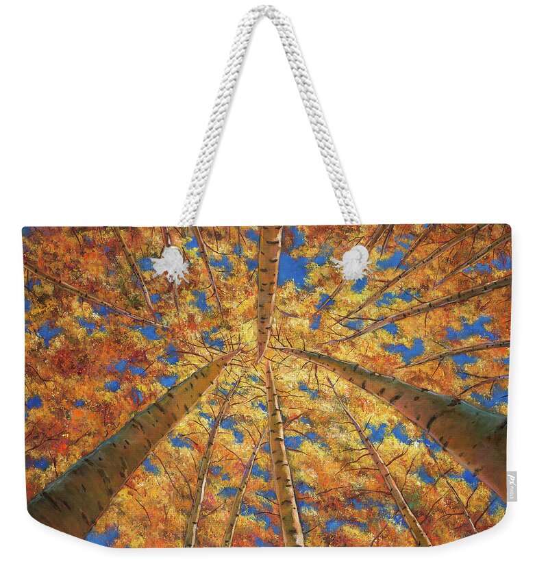 Aspen Trees Weekender Tote Bag featuring the painting Ascension by Johnathan Harris