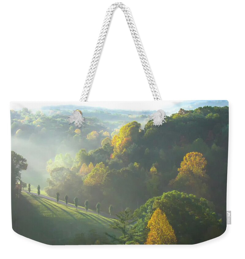 Asheville Weekender Tote Bag featuring the photograph Asheville Autumn Mountain Sunrise by Norma Brandsberg