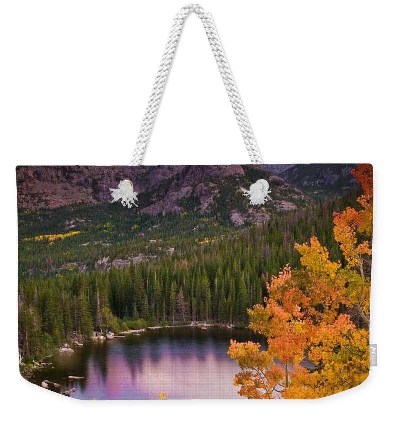 All Rights Reserved Weekender Tote Bag featuring the photograph Aspen Sunset Over Bear Lake by Mike Berenson