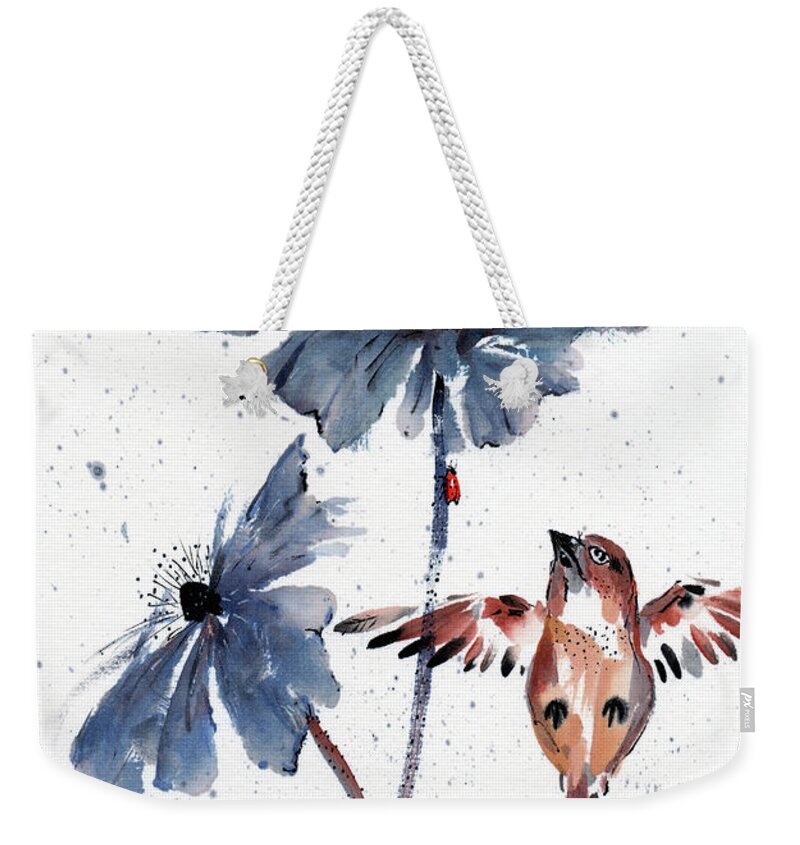 Chinese Brush Painting Weekender Tote Bag featuring the painting Aspirations by Bill Searle