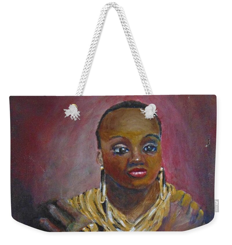 Acrylic Weekender Tote Bag featuring the painting Assured by Saundra Johnson