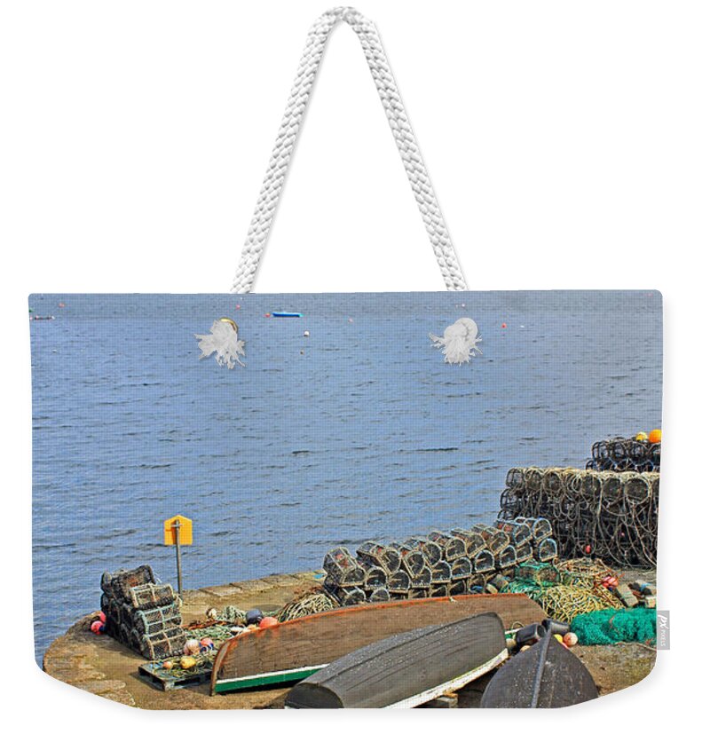 Boats Weekender Tote Bag featuring the photograph At the Dock by Jennifer Robin