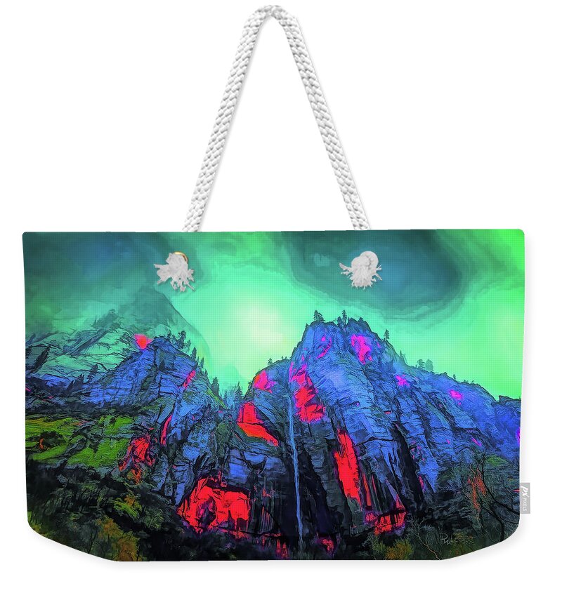 Photo Weekender Tote Bag featuring the digital art At the Foothills of Mordor by David Luebbert