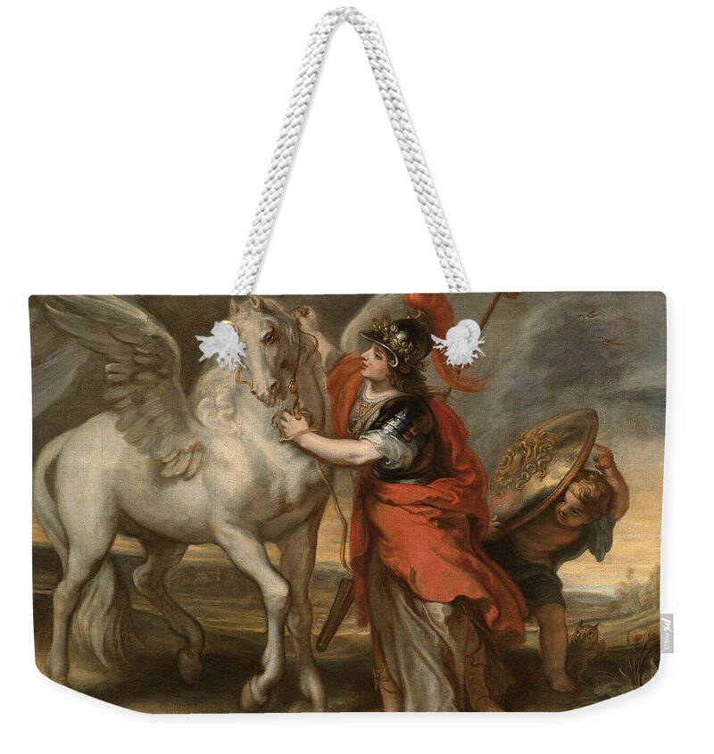 Theodoor Van Thulden Weekender Tote Bag featuring the painting Athena and Pegasus by Theodoor van Thulden