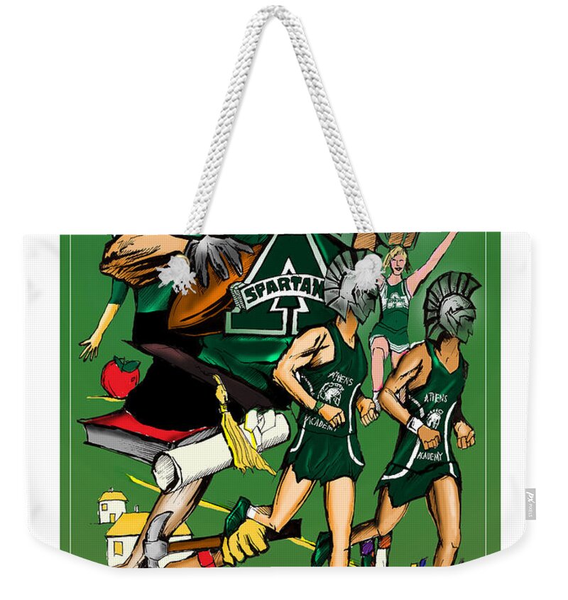  Weekender Tote Bag featuring the painting Athens Academy by John Gholson