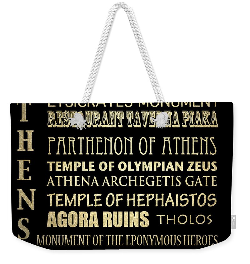 Athens Famous Landmarks Weekender Tote Bag featuring the digital art Athens Greece Famous Landmarks by Patricia Lintner