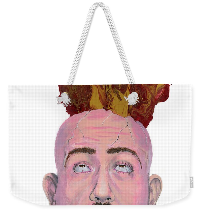 Male Weekender Tote Bag featuring the painting Atheonix by Matthew Mezo