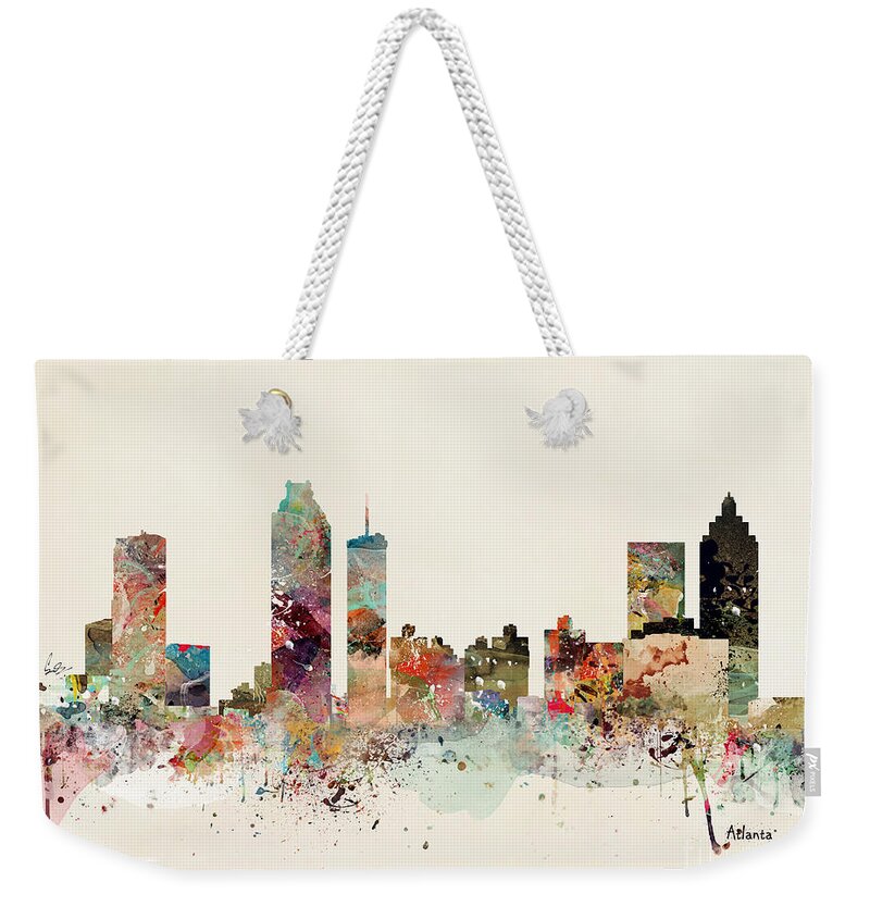 Atlanta Weekender Tote Bag featuring the painting Atlanta Skyline by Bri Buckley