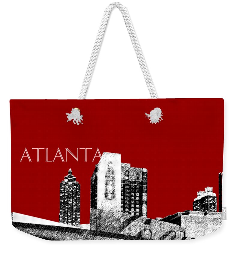 Architecture Weekender Tote Bag featuring the digital art Atlanta World of Coke Museum - Dark Red by DB Artist