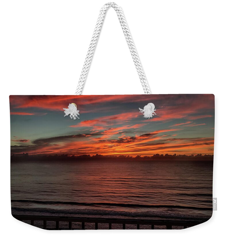 August 2017 Weekender Tote Bag featuring the photograph Atlantic Sunrise by Frank Mari