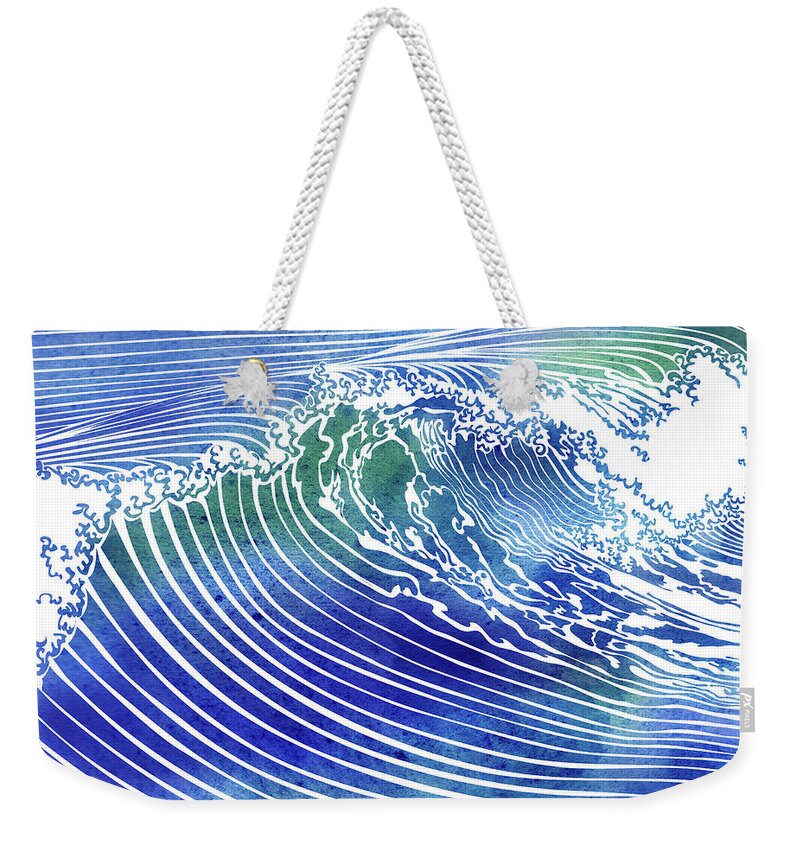 Swell Weekender Tote Bag featuring the mixed media Atlantic Waves by Stevyn Llewellyn