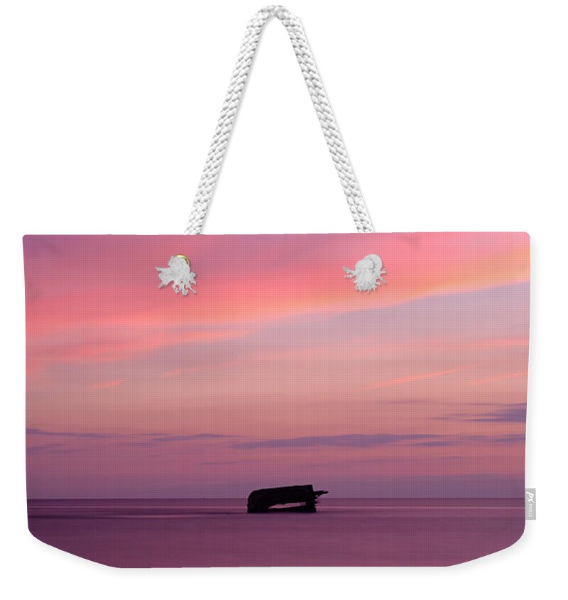 Ss Atlantus Weekender Tote Bag featuring the photograph Atlantus Pink Sunset by Mark Rogers