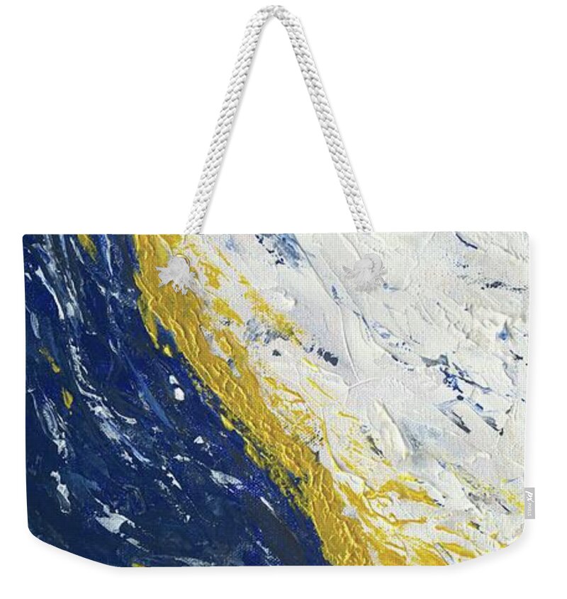 Abstract Weekender Tote Bag featuring the painting Atmospheric Conditions, Panel 3 of 3 by Kathryn Riley Parker