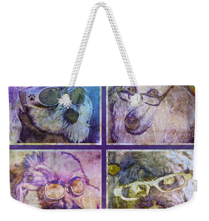 Poodle Weekender Tote Bag featuring the digital art Attitoodles by Barbara Berney