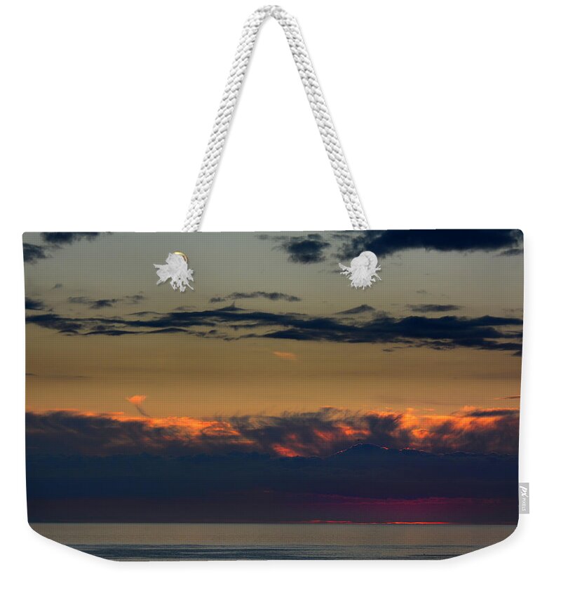 Photography By Paul Davenport Weekender Tote Bag featuring the photograph Aubergine sunset by Paul Davenport