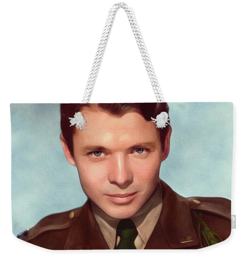 Audie Weekender Tote Bag featuring the painting Audie Murphy, Vintage Actor and War Hero by Esoterica Art Agency