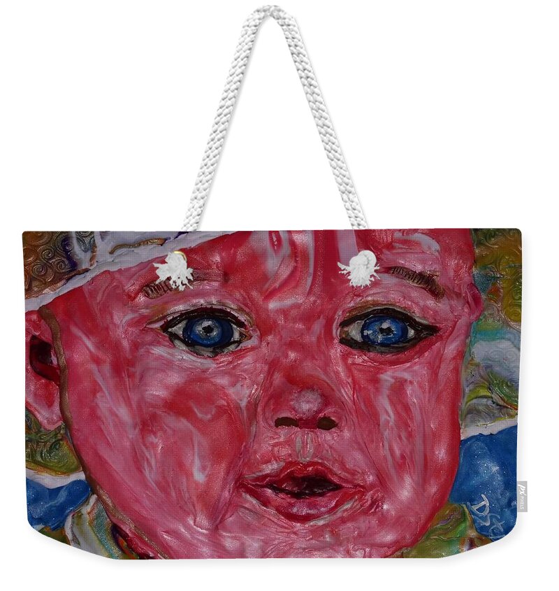 Female Weekender Tote Bag featuring the mixed media Audrey by Deborah Stanley