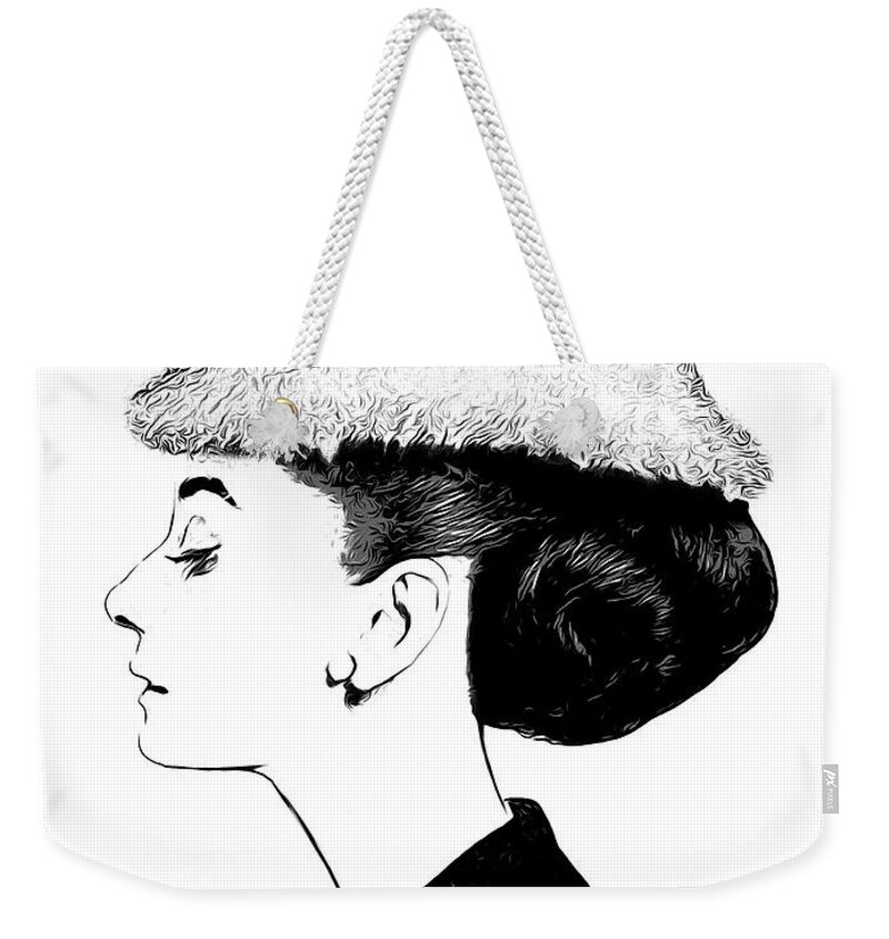 Audrey Hepburn Weekender Tote Bag featuring the digital art Audrey by Greg Joens