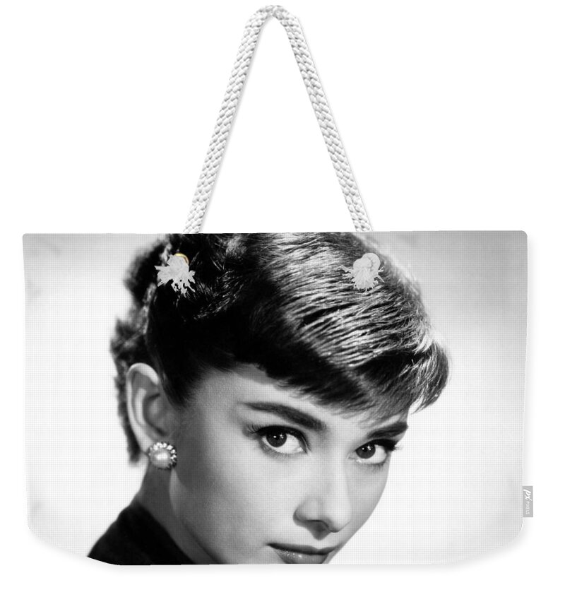Audrey Hepburn Weekender Tote Bag featuring the digital art Audrey Hepburn by Maye Loeser
