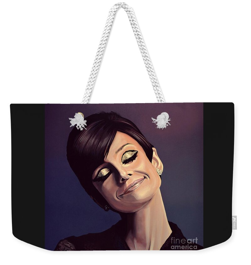 Audrey Hepburn Weekender Tote Bag featuring the painting Audrey Hepburn Painting by Paul Meijering