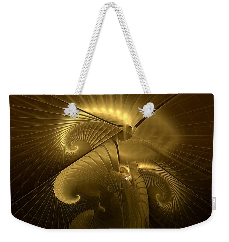 Abstract Weekender Tote Bag featuring the digital art Aureate-1 by Casey Kotas