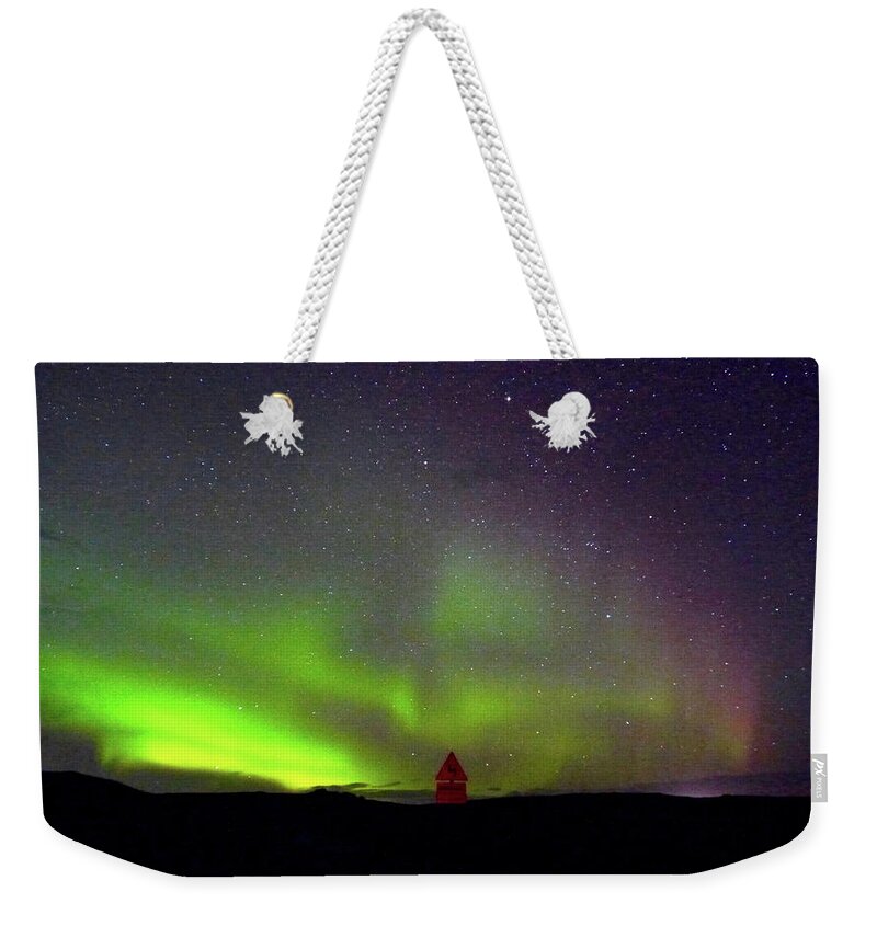 Aurora Weekender Tote Bag featuring the photograph Borealis Road by Amelia Racca