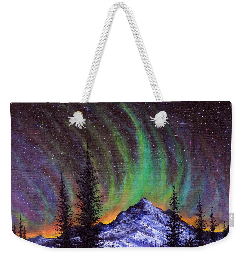 Aurora Borealis Weekender Tote Bag featuring the painting Aurora Magic by Chris Steele