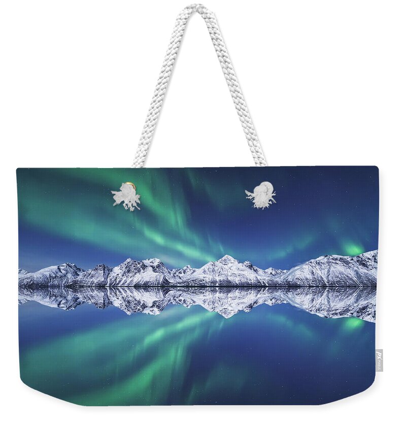Aurora Borealis Weekender Tote Bag featuring the photograph Aurora Square by Tor-Ivar Naess