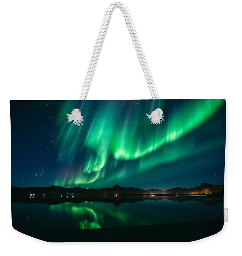 Aurora Borealis Weekender Tote Bag featuring the photograph Aurora Surprise by Tor-Ivar Naess