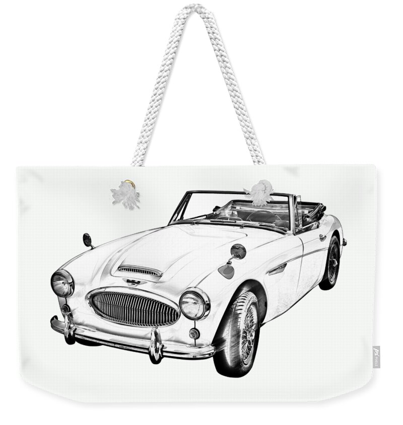 Austin Healey 300 Weekender Tote Bag featuring the photograph Austin Healey 300 Sports Car Illustration by Keith Webber Jr