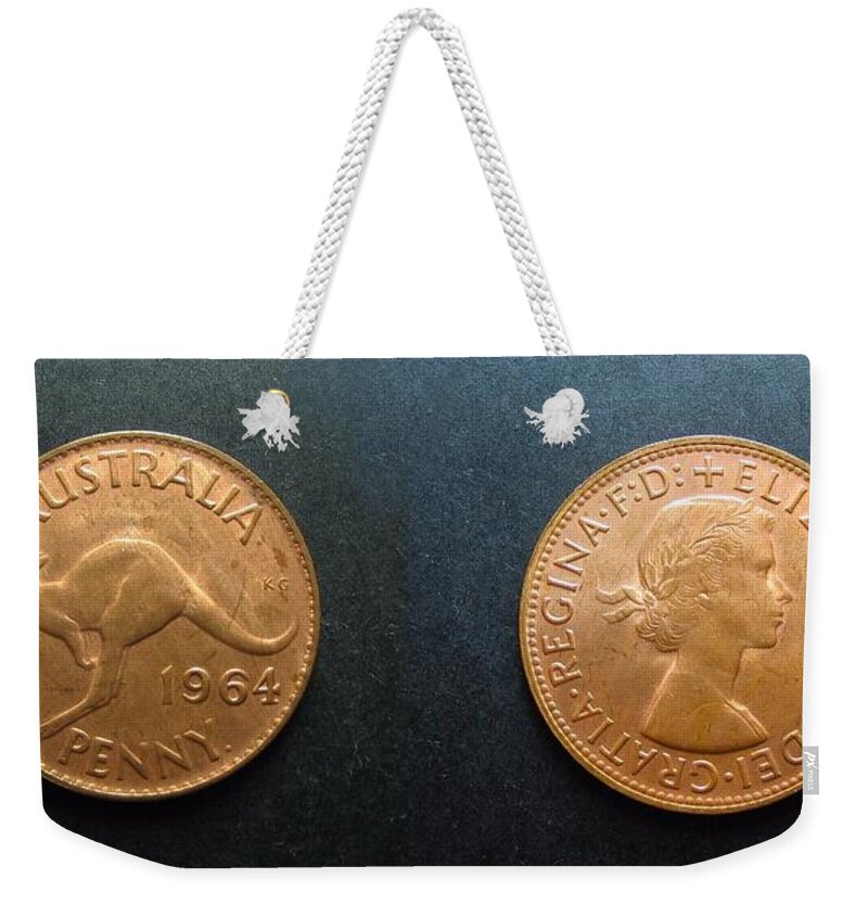 Coins Weekender Tote Bag featuring the photograph Australian Coins by Geoff Childs