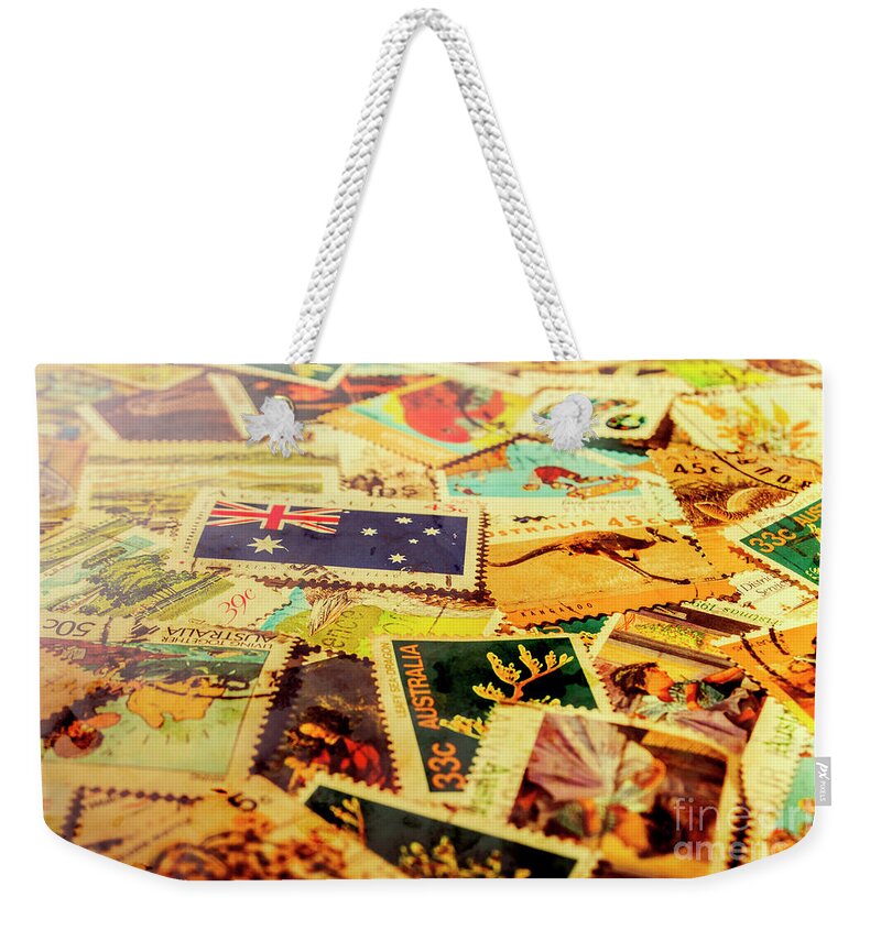 Letter Weekender Tote Bag featuring the photograph Australian postal background by Jorgo Photography