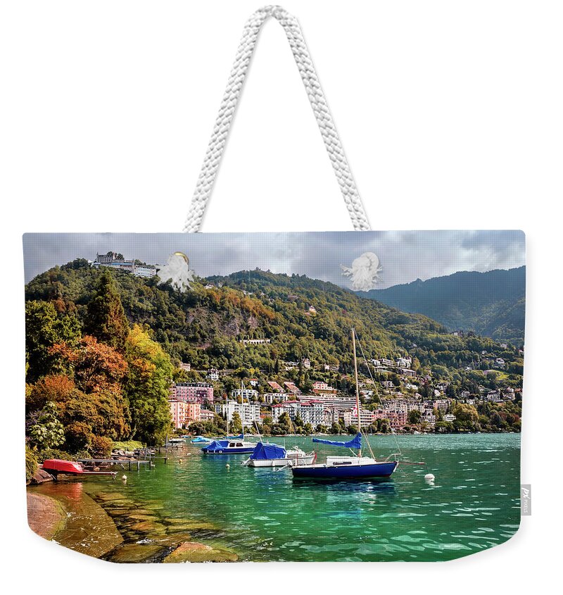 Montreux Weekender Tote Bag featuring the photograph Autumn Approaches in Montreux Switzerland by Carol Japp