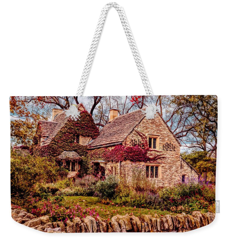 Cotswold Cottage Weekender Tote Bag featuring the photograph Autumn at Cotswold Cottage by Susan Rissi Tregoning