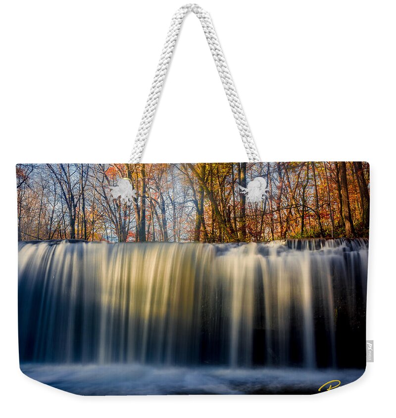 Autumn Weekender Tote Bag featuring the photograph Autumn BigWoods Waterfall by Rikk Flohr