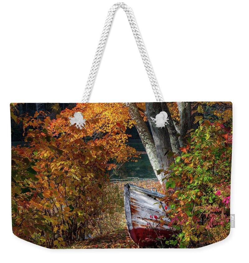 Boat Weekender Tote Bag featuring the photograph Autumn Boat by Bill Wakeley
