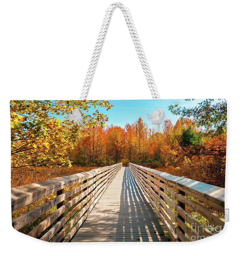 Autumn Weekender Tote Bag featuring the photograph Autumn Bridge by Anthony Sacco