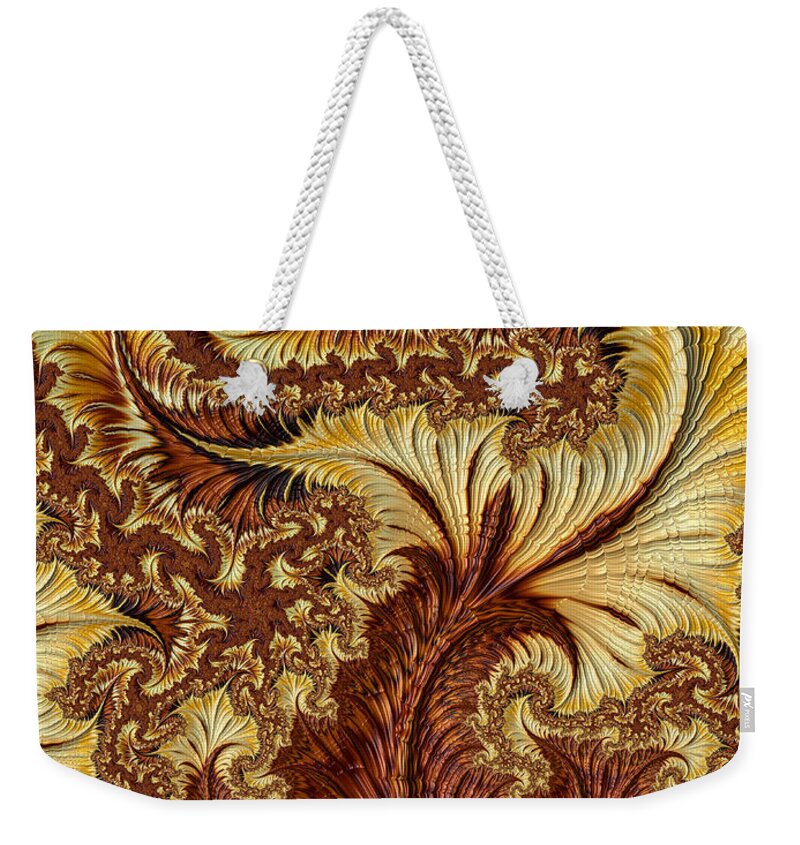 Abstract Weekender Tote Bag featuring the digital art Autumn Gold by Michele A Loftus