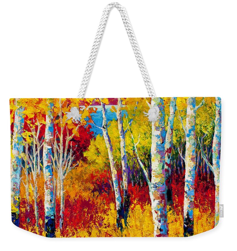 Trees Weekender Tote Bag featuring the painting Autumn Dreams by Marion Rose