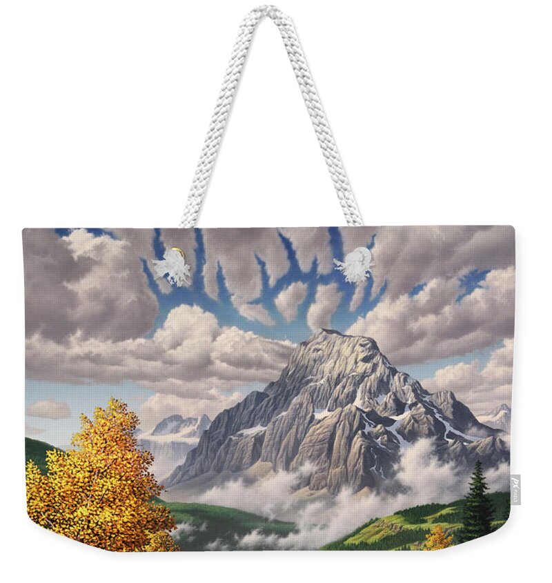 Elk Weekender Tote Bag featuring the painting Autumn Echos by Jerry LoFaro