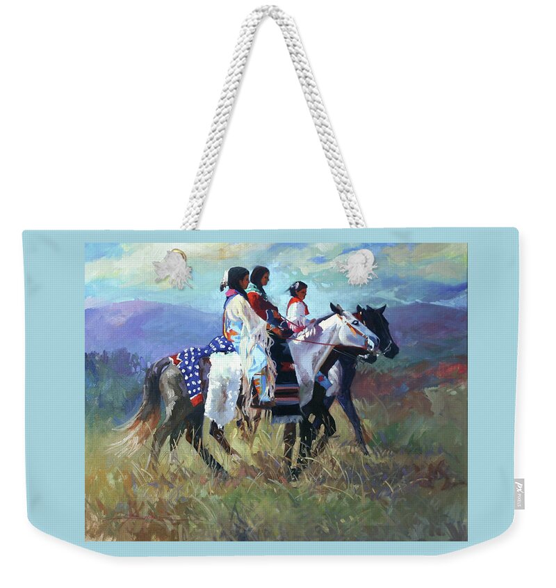 . Weekender Tote Bag featuring the painting Autumn Fields by Elizabeth - Betty Jean Billups