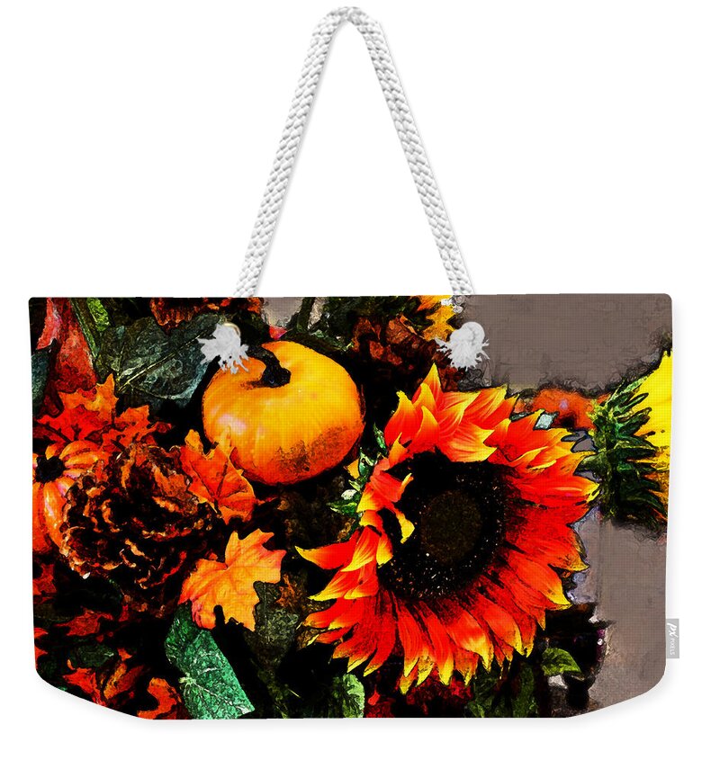 Susan Vineyard Weekender Tote Bag featuring the photograph Autumn Flowers by Susan Vineyard