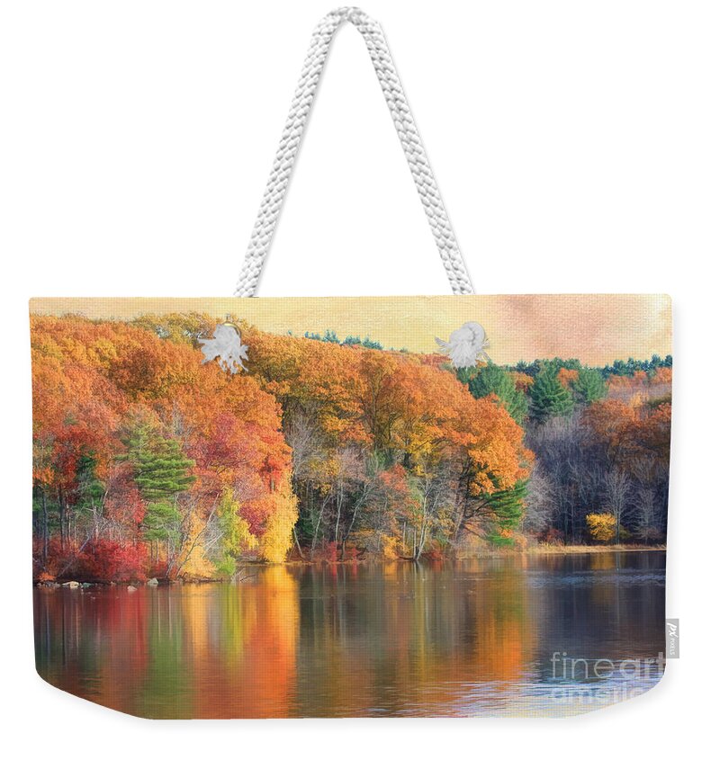 Foliage Weekender Tote Bag featuring the digital art Autumn Glow by Jayne Carney