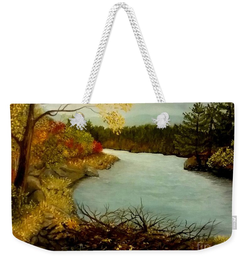 Autumn Scenery Weekender Tote Bag featuring the painting Autumn Glow by Peggy Miller