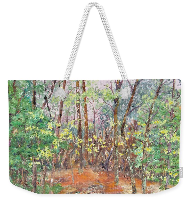 Canadian Landscape Weekender Tote Bag featuring the painting Autumn in Canada by Lisa Boyd