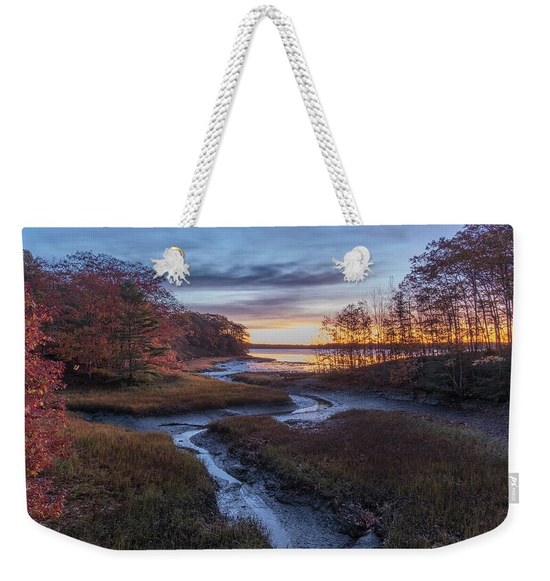 Maine Lobster Boats Weekender Tote Bag featuring the photograph Autumn Inlet by Tom Singleton